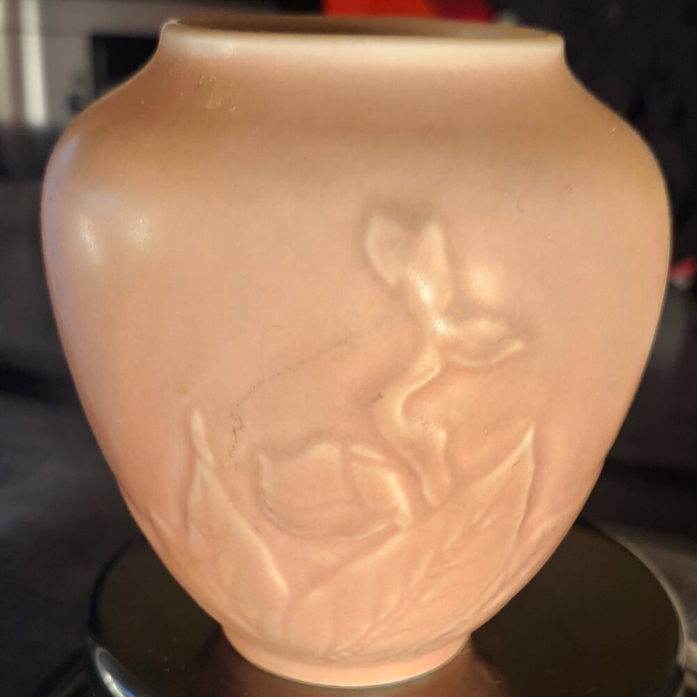 Rookwood Pottery Vase 1935 - 6459 Pink Floral Bird Vintage XXXV - 5"